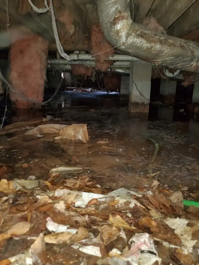 Crawl space flood assessment for Commercial Water Damage Restoration in Leland